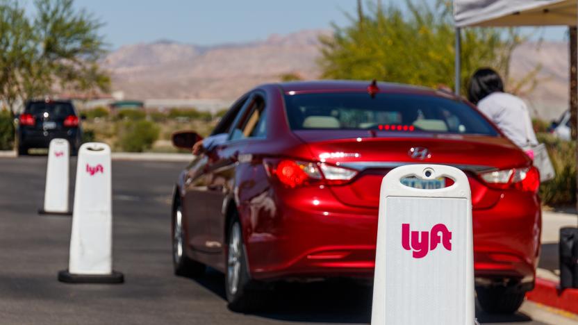 Las Vegas - Circa June 2019: Lyft Las Vegas Hub. Lyft and Uber have replaced many Taxi cabs with a smart phone app VII