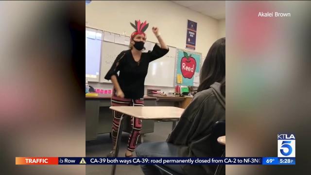 Math teacher put on leave after video shows her mimicking Native Americans in faux headdress