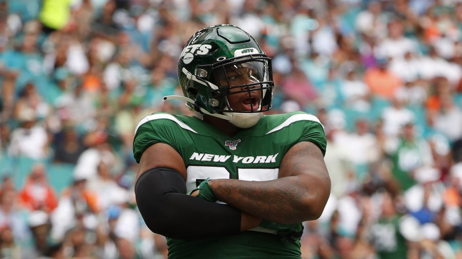 Associated Press - New York Jets defensive tackle Quinnen Williams (95) in action during the first half of an NFL football game against the Miami Dolphins, Sunday, Nov. 3, 2019, in Miami Gardens, Fla. (AP Photo/Wilfredo Lee)