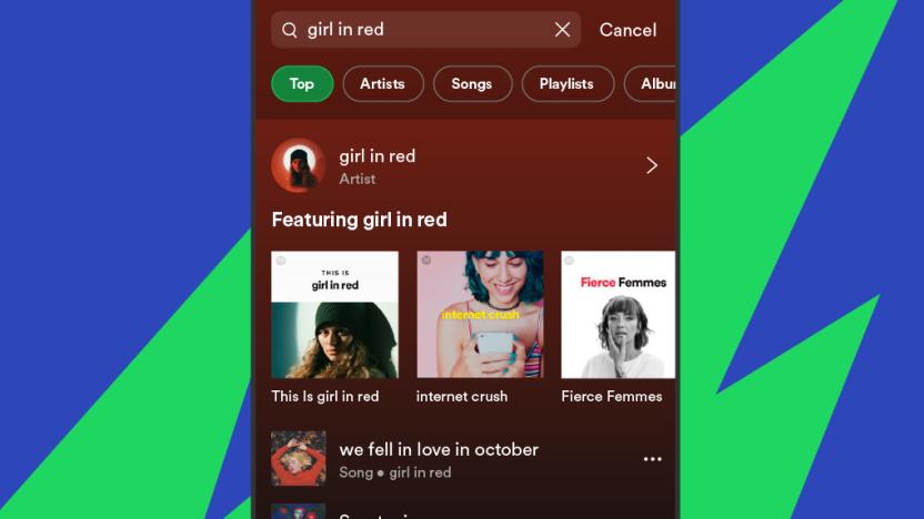 Spotify mobile search filters 