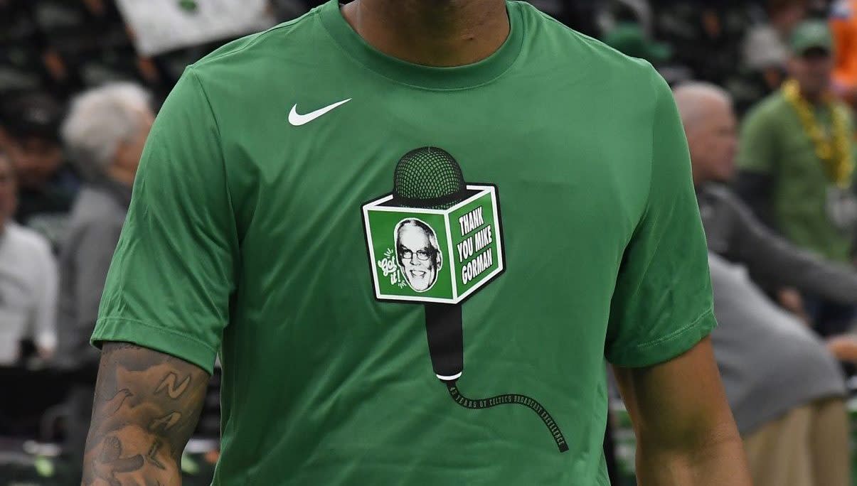 C's players honor Mike Gorman with pregame shooting shirts