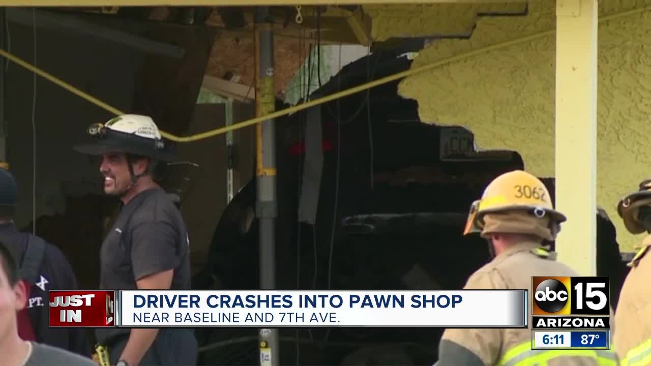 Car slams into pawn shop at 7th Avenue and Baseline Road [Video]