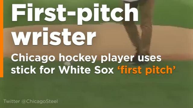 Chicago hockey player uses stick for White Sox ‘first pitch’ (Video)