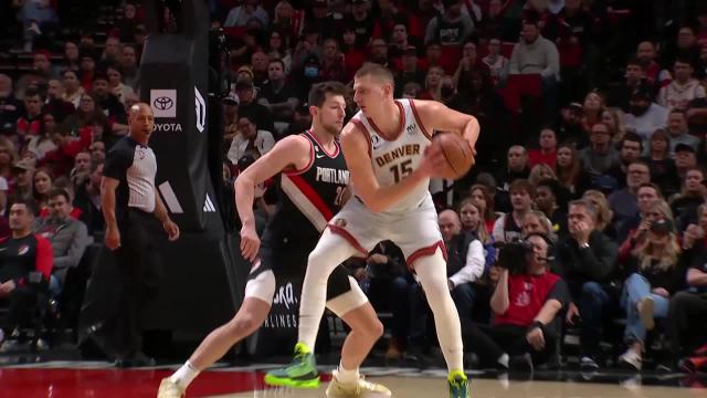 Nikola Jokic with an and one vs the Portland Trail Blazers