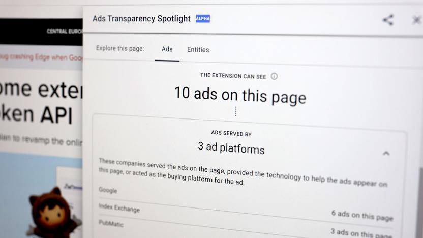 Google Chrome ad transparency extension