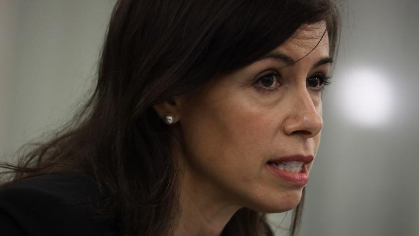 Commissioner of Federal Communications Commission Jessica Rosenworcel testifies during an oversight hearing to examine the Federal Communications Commission on June 24, 2020in Washington,DC. - The hearing was held by the Senate Committee for Commerce, Science, and Transportation. (Photo by Alex Wong / POOL / AFP) (Photo by ALEX WONG/POOL/AFP via Getty Images)