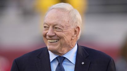 Getty Images - SANTA CLARA, CALIFORNIA - OCTOBER 08: Dallas Cowboys owner Jerry Jones is seen on the field looking on during pregame warm ups prior to a game against the San Francisco 49ers at Levi's Stadium on October 08, 2023 in Santa Clara, California. (Photo by Thearon W. Henderson/Getty Images)