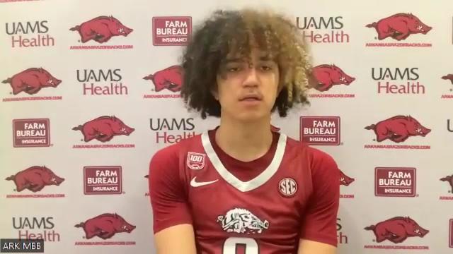 WATCH: Arkansas basketball's Anthony Black recaps Razorbacks' win over Kentucky