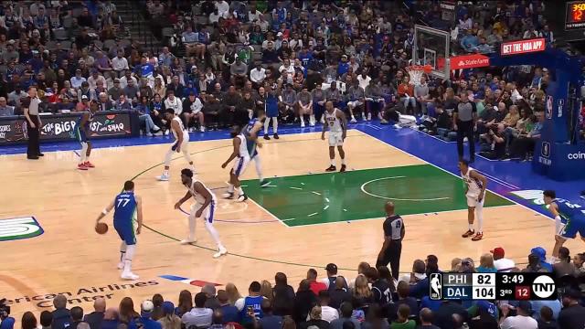 Luka Doncic with a deep 3 vs the Philadelphia 76ers