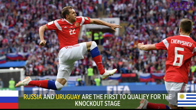 Russia and Uruguay are the first two sides to qualify for the knockout stage