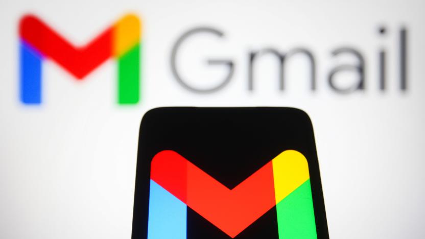 UKRAINE - 2021/12/15: In this photo illustration, the logo of Google mail, a free email service provided by Google is seen displayed on a smartphone and in the background. (Photo Illustration by Pavlo Gonchar/SOPA Images/LightRocket via Getty Images)