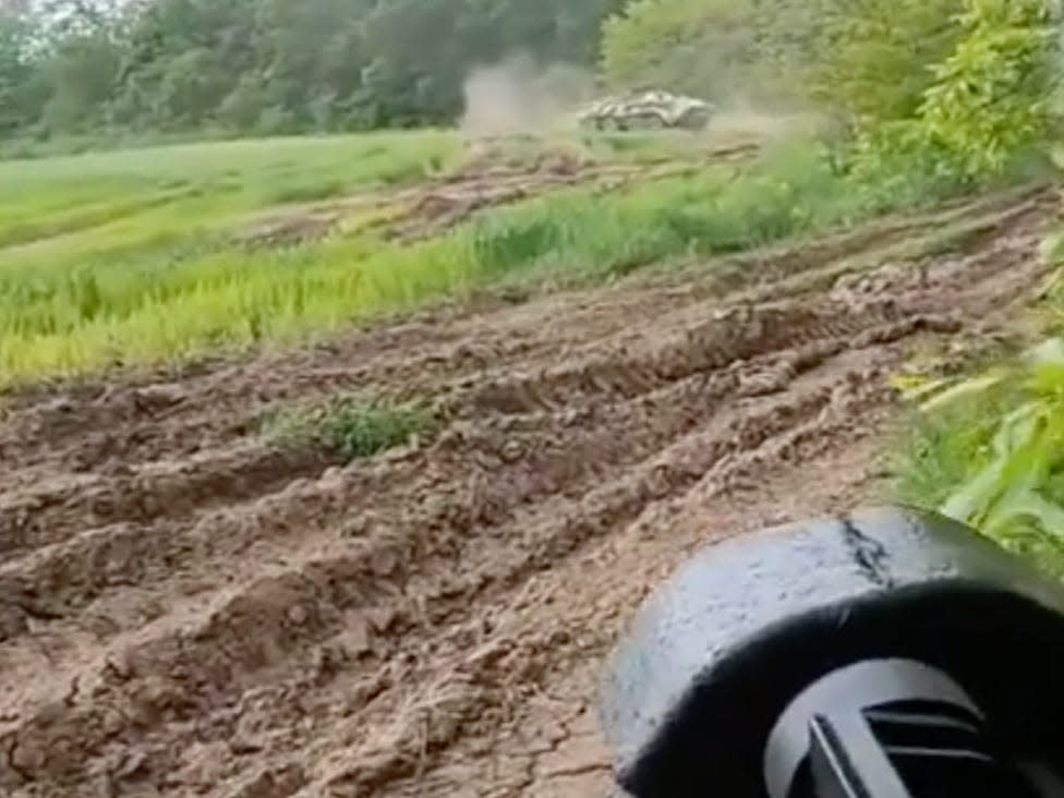 Video shows Western fighters ambushing Russian armored vehicle in Ukraine with r..