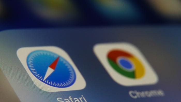 Safari and Google Chrome browsers icons are seen displayed on phone screen in this illustration photo taken in Poland on February 20, 2020. (Photo illustration byJakub Porzycki/NurPhoto via Getty Images)