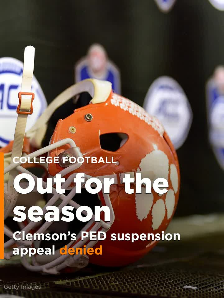 Two Clemson football players' PED appeals denied, will miss 2019