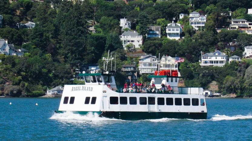 A photo of the Angel Island, one of the ships that carries passengers to Angel Island on the San Francisco Bay. 