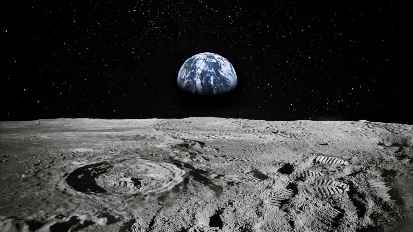 View of Moon limb with Earth rising on the horizon. Footprints as an evidence of people being there or great forgery. Collage. Elements of this image furnished by NASA.

/urls:
https://images-assets.nasa.gov/image/as11-44-6551/as11-44-6551~orig.jpg
https://images.nasa.gov/details-as11-44-6551.html
https://images.nasa.gov/details-as17-145-22285.html
https://images.nasa.gov/details-as11-40-5964.html
https://solarsystem.nasa.gov/resources/429/perseids-meteor-2016/