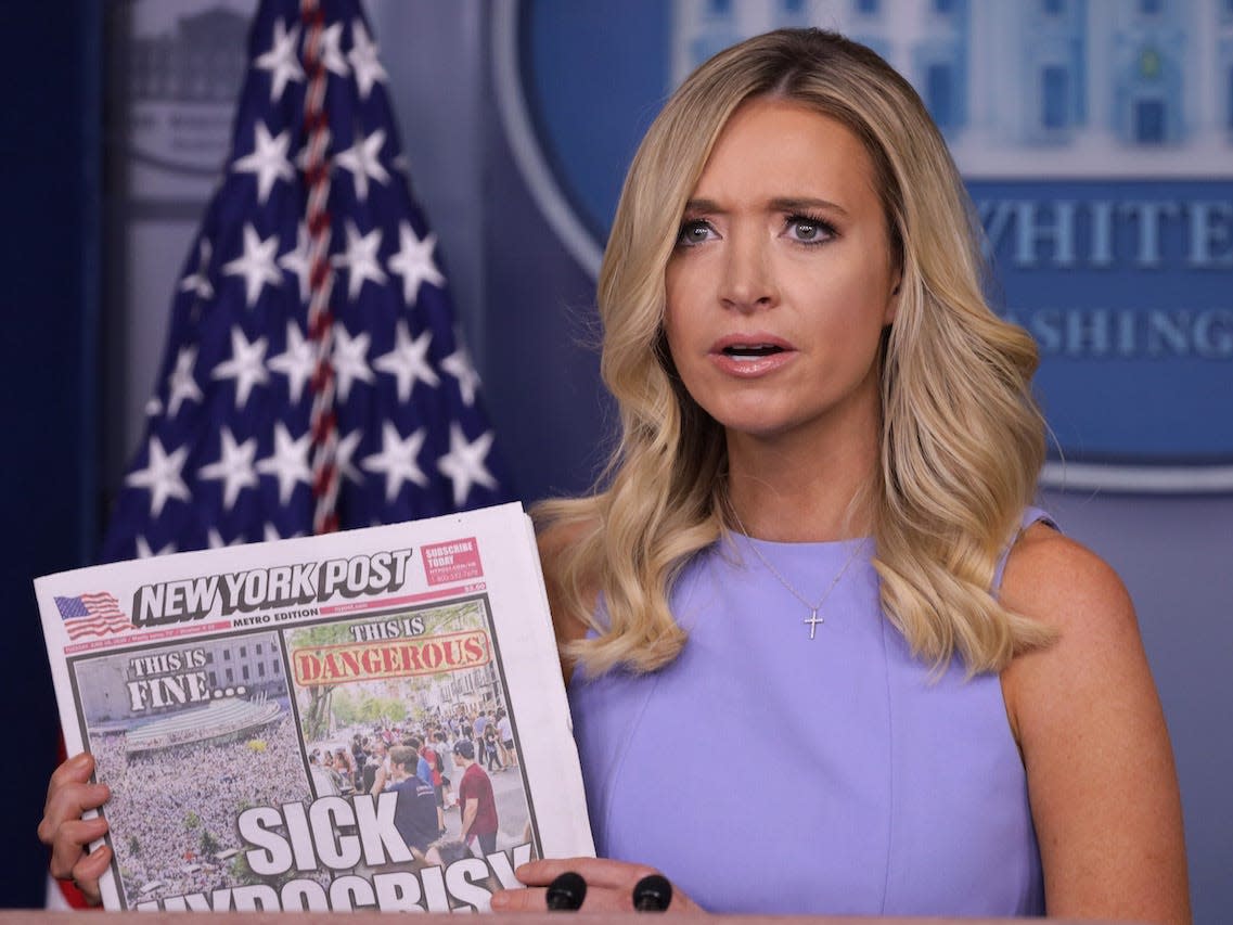 Kayleigh McEnany said she didn't lie in the White House briefing room  because she went to Oxford, Harvard, and Georgetown and was a Christian