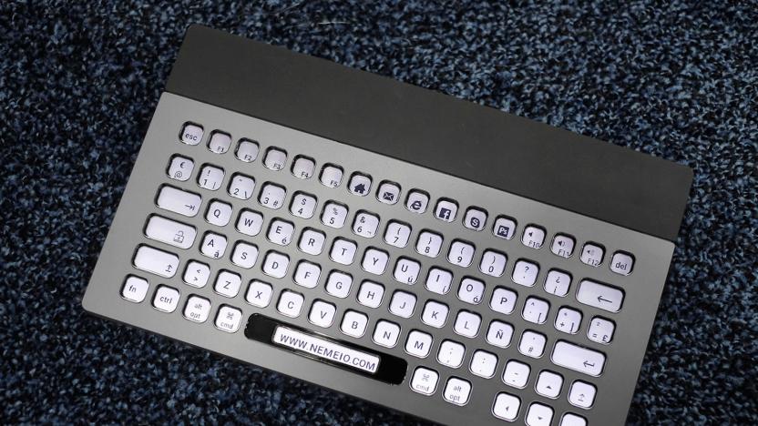 The Nemeio e-ink keyboard at CES 2019.