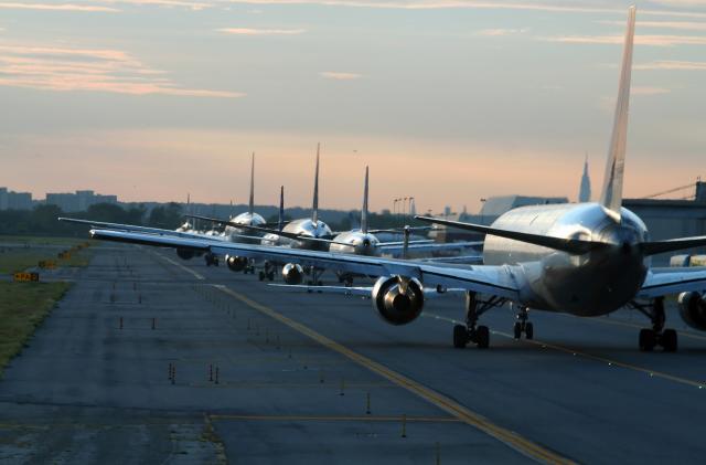 evening traffic at airport