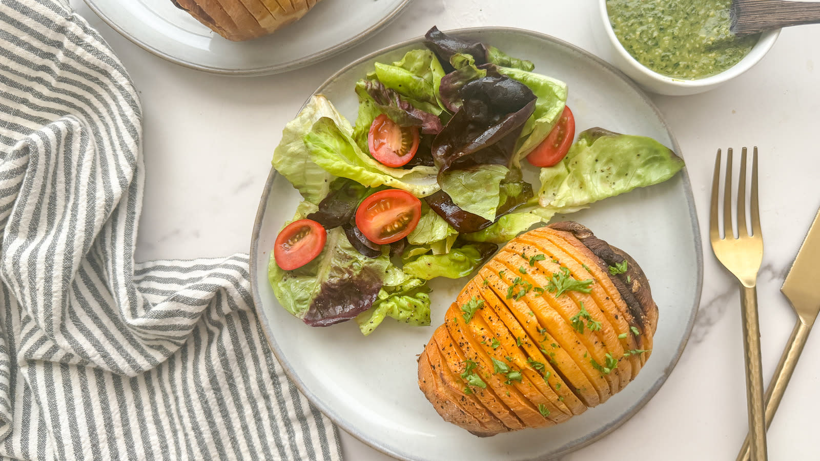 Hasselback Rutabaga With Pesto Cream Recipe