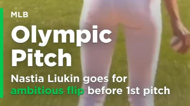 Nastia Liukin goes for gold with ambitious flip before first pitch