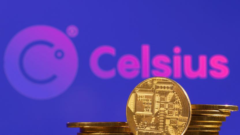 Celsius logo and representation of cryptocurrencies are seen in this illustration taken, July 7, 2022. REUTERS/Dado Ruvic/Illustrations