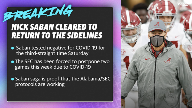 Nick Saban cleared to return to the sidelines