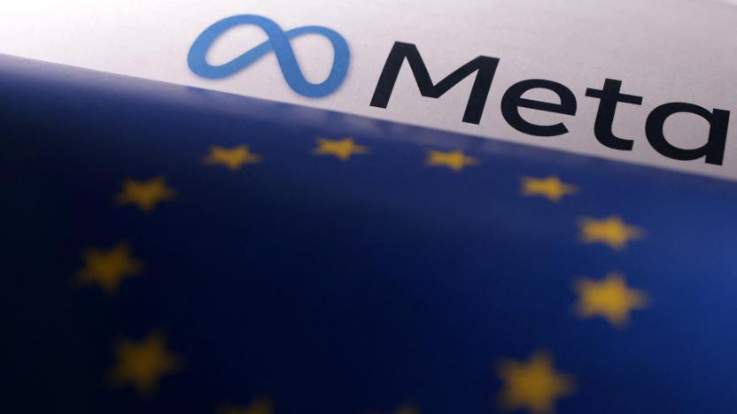 EU flag and Meta logo are seen in this illustration taken, May 22, 2023. REUTERS/Dado Ruvic/Illustration