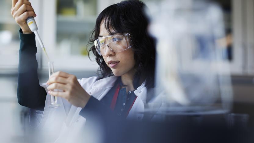 Young female scientist working in laboratory