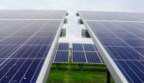 Solar panels in a grassy area