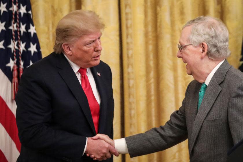 Trump issues wild and long-running statement on ‘unsmiling political hack’ McConnell
