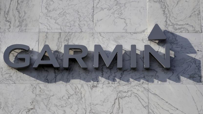 A Garmin logo is pictured on a building along the Lincoln Road Mall in Miami Beach, Florida March 17, 2016. REUTERS/Carlo Allegri