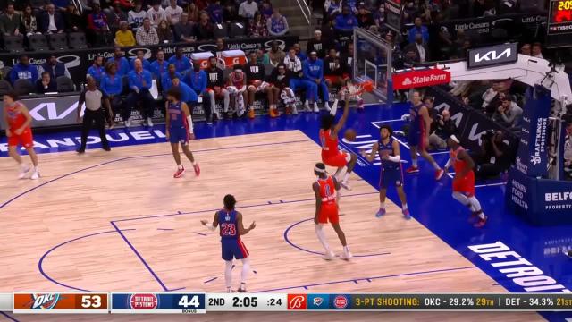 Jalen Williams with a dunk vs the Detroit Pistons