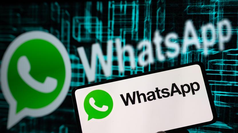 WhatsApp mobile app displayed on phone with WhatsApp on screen in this photo illustration. On 26 January 2023 in Brussels, Belgium. (Photo illustration by Jonathan Raa/NurPhoto via Getty Images)