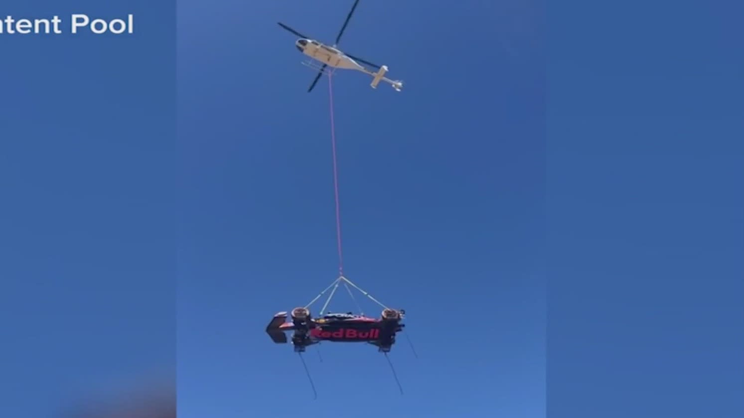 Red Bull flies race car through downtown Austin ahead of F1 weekend