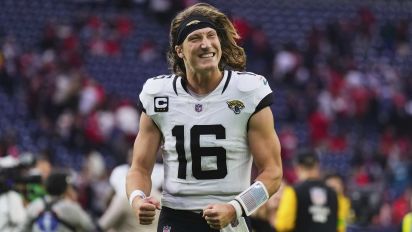 Getty Images - HOUSTON, TX - NOVEMBER 26: Trevor Lawrence #16 of the Jacksonville Jaguars celebrates after defeating the Houston Texans at NRG Stadium on November 26, 2023 in Houston, Texas. (Photo by Cooper Neill/Getty Images)