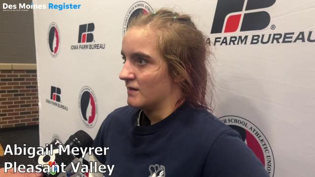 Pleasant Valley's Abigail Meyrer is a freshman state wrestling champ at 120 pounds