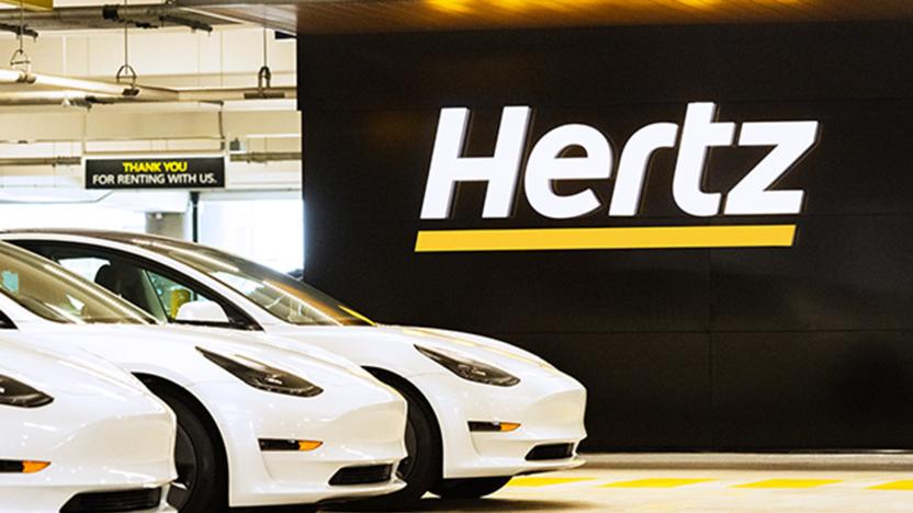 Tesla Model 3 cars available for rent at Hertz