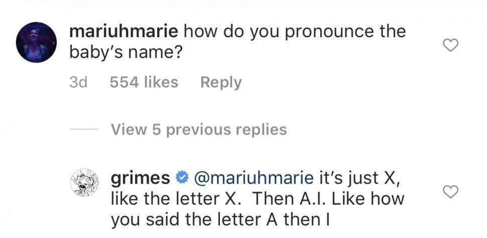 grimes just shared an alternative way to pronounce her son s controversial name x ae grimes just shared an alternative way