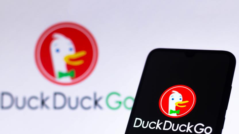 BRAZIL - 2021/08/10: In this photo illustration, the DuckDuckGo logo seen displayed on a smartphone. (Photo Illustration by Rafael Henrique/SOPA Images/LightRocket via Getty Images)