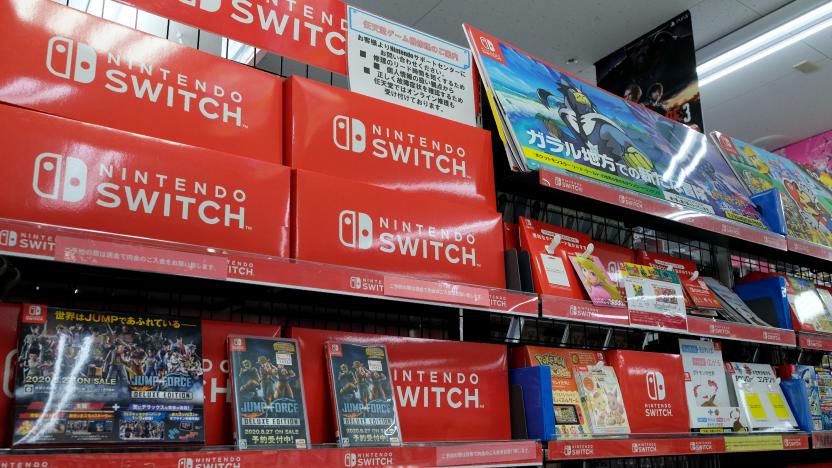 Nintendo Switch video games are displayed at a shop in Tokyo on August 6, 2020. - Nintendo said on August 6, 2020 that its quarterly net profit leapt to 1 billion USD, as the gaming industry enjoys extraordinary demand from players stuck at home because of the coronavirus pandemic. (Photo by Kazuhiro NOGI / AFP) (Photo by KAZUHIRO NOGI/AFP via Getty Images)