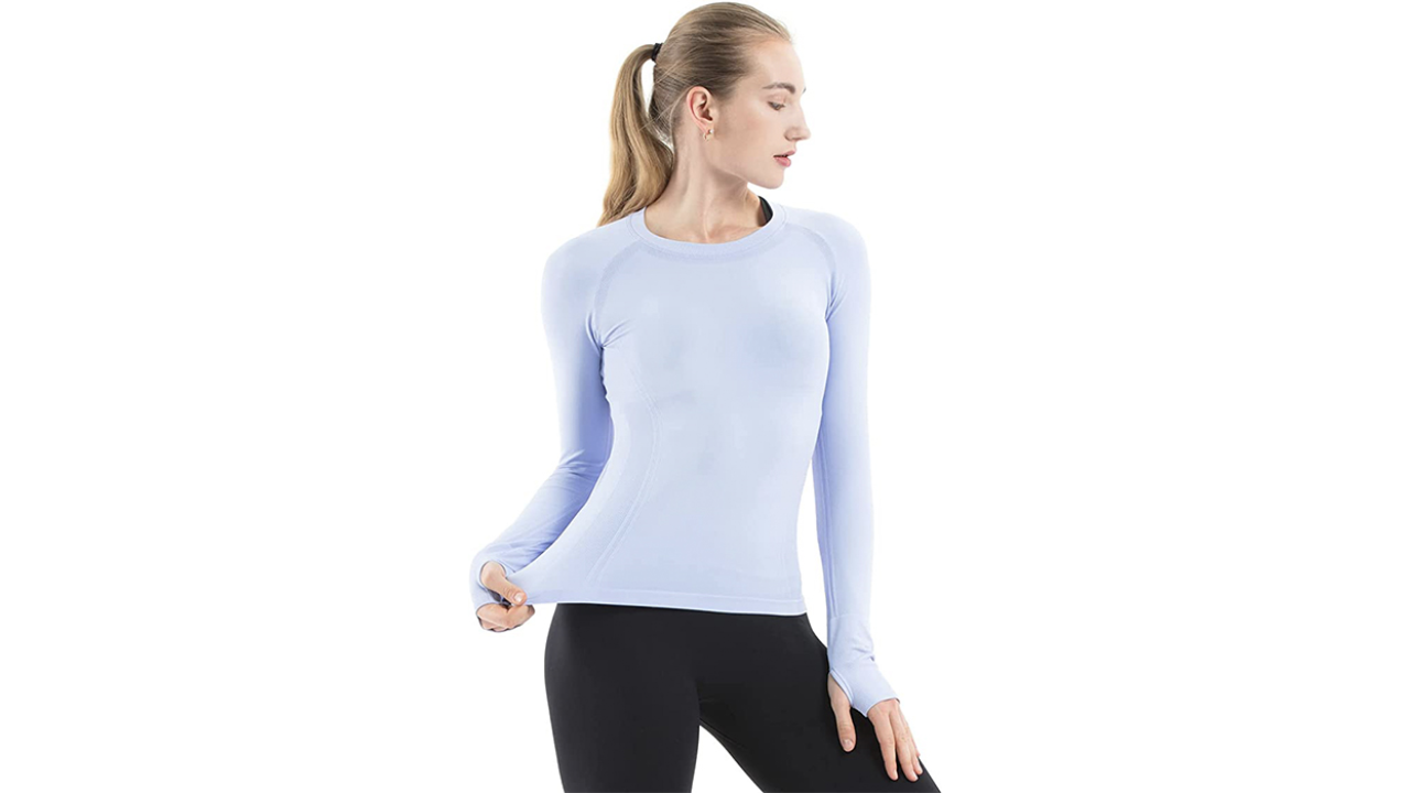 Lululemon Shirt Dupeswomen's Seamless Yoga Crop Top - Long Sleeve Gym Shirt  With Thumb Hole
