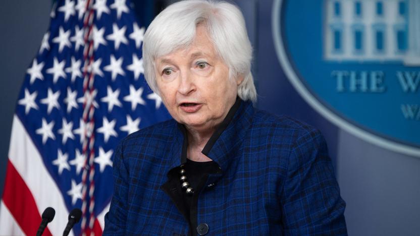 US Treasury Secretary Janet Yellen speaks during the daily press briefing on May 7, 2021, in the Brady Briefing Room of the White House in Washington, DC. (Photo by SAUL LOEB / AFP) (Photo by SAUL LOEB/AFP via Getty Images)