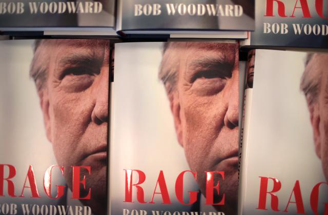 CHICAGO, ILLINOIS - SEPTEMBER 15: "Rage" by Bob Woodward is offered for sale at a Barnes & Noble store on September 15, 2020 in Chicago, Illinois. The book, based on interviews that Woodward had with President Donald Trump, went on sale today. (Photo by Scott Olson/Getty Images)