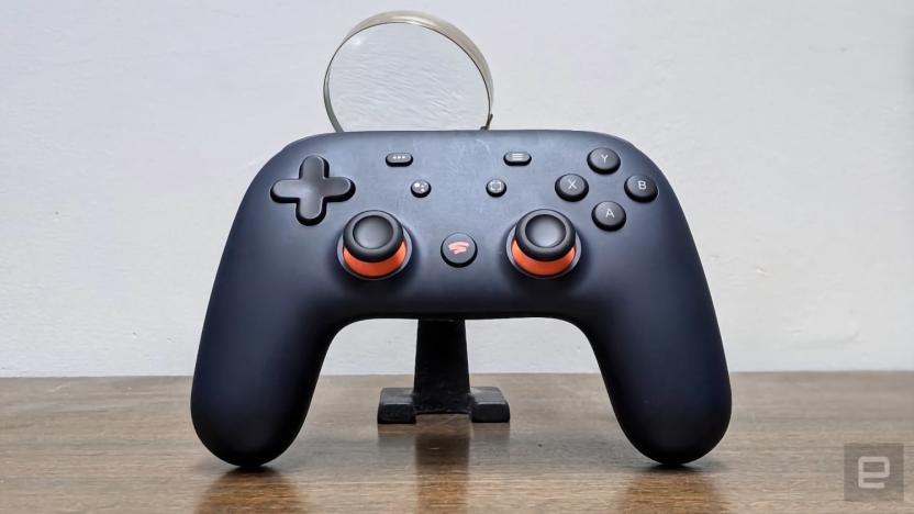 The blue Stadia Founder's Edition controller