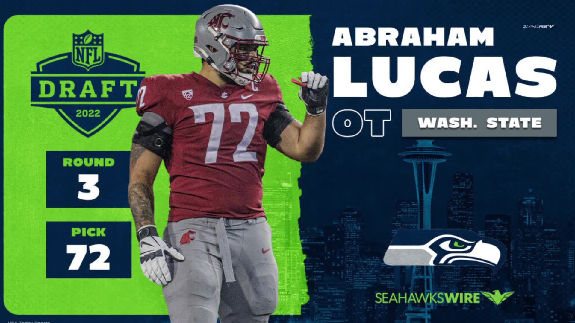 2022 NFL Draft: Offensive Lineman, Abraham Lucas, Washington State, Pick  No. 72