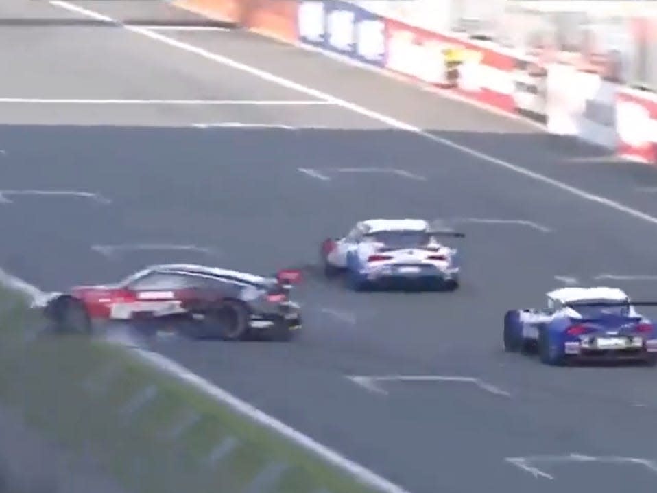 A Japanese driver somehow walked away from a horrific accident during a Super GT..