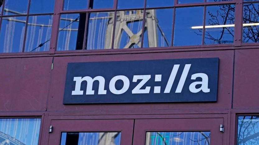 A Mozilla sign is shown at the company's office in San Francisco, Wednesday, April 12, 2023.