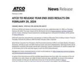 ATCO TO RELEASE YEAR END 2023 RESULTS ON FEBRUARY 29, 2024