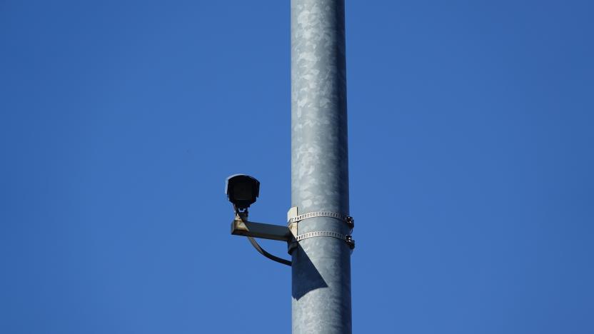 31 July 2020, Berlin: A surveillance camera is mounted on a mast. Photo: Alexandra Schuler/dpa (Photo by Alexandra Schuler/picture alliance via Getty Images)